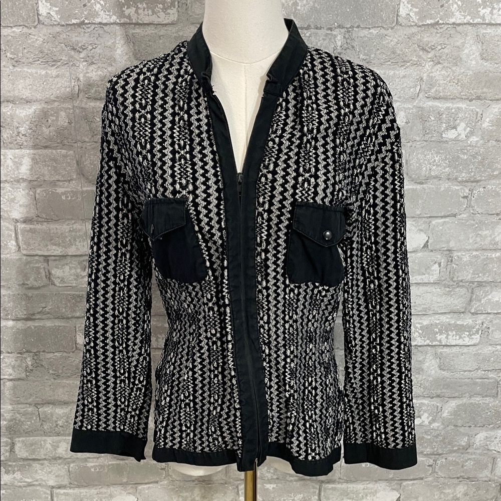 Robert Louis Black and White Patterned Jacket/Blazer